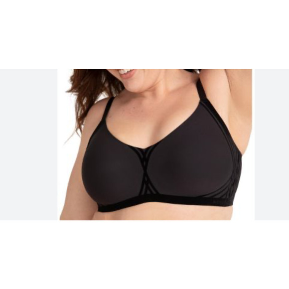 HONEYLOVE Bra Women Sz 2X Black Velour Combo Crossover Wire Free Removable Pads - Picture 1 of 8